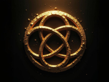 A glowing golden emblem featuring an intricate interwoven circular pattern, set against a dark background. The symbol appears textured, with rough edges and scattered golden dust surrounding it, evoking a sense of strength and connectivity. This visually represents Unified Communications, where seamless integration and collaboration create a cohesive and interconnected system. The glowing gold highlights the value and efficiency of streamlined communication in modern business environments.